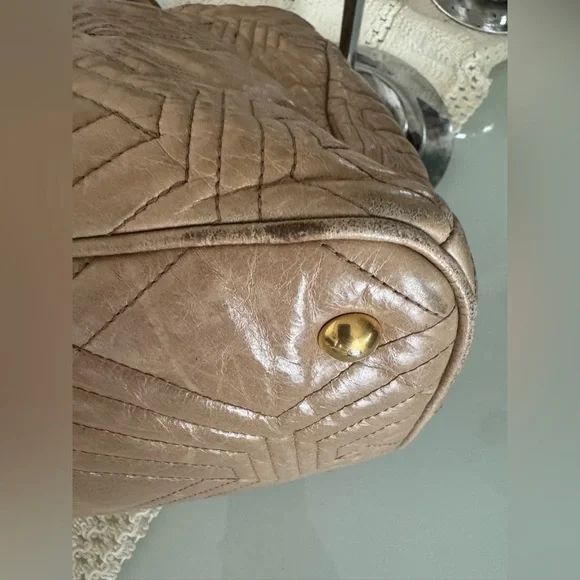 Miu Miu Beige Quilted Satchel, Rare - Picture 4 of 9